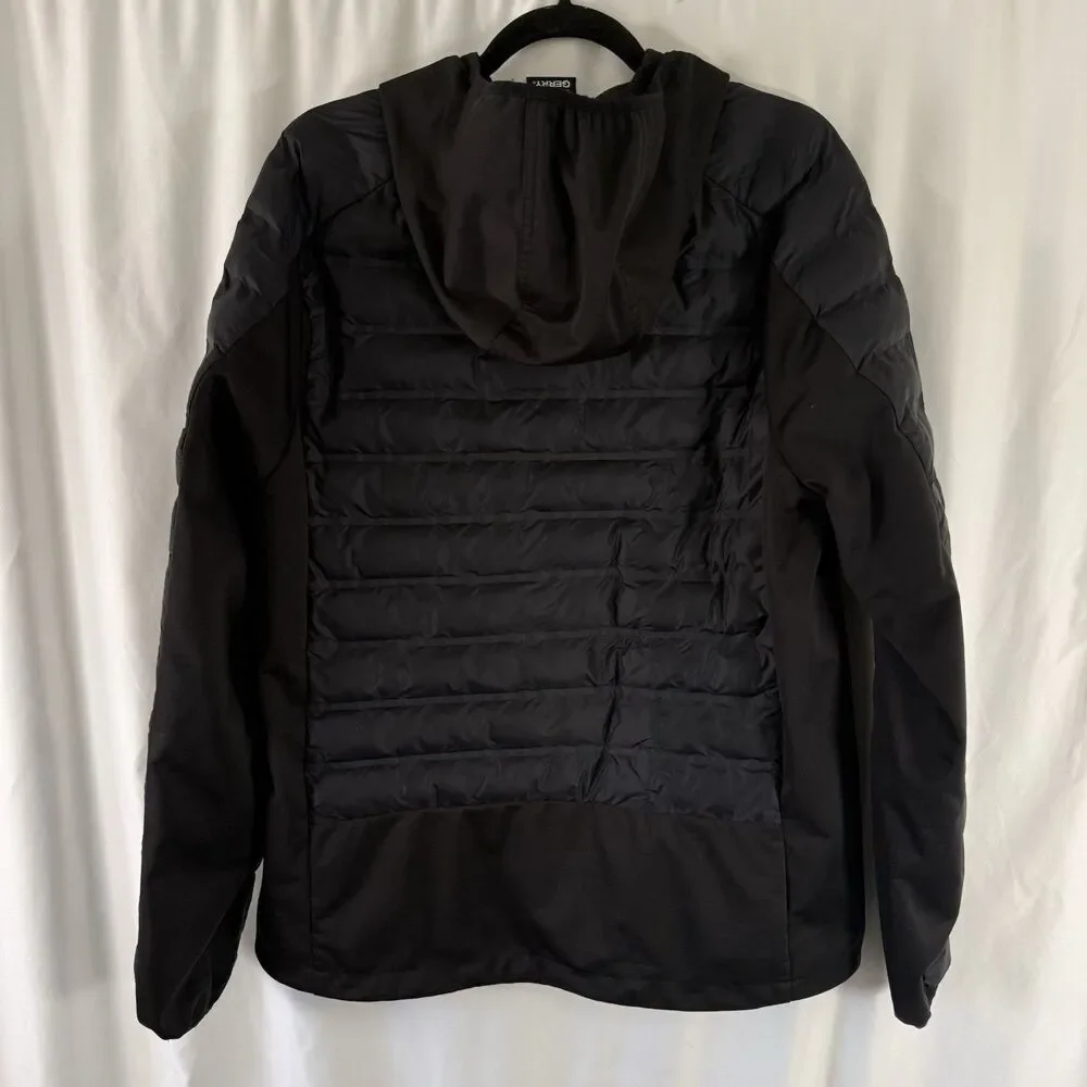 Gerry Puffer Jacket Men's Large Black Full Zip Hooded Pockets Nylon Polyester Fi